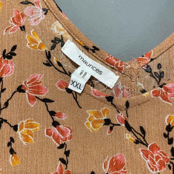 Maurices XXL Short Sleeve Mustard Yellow Floral Blouse - Picture 4 of 5